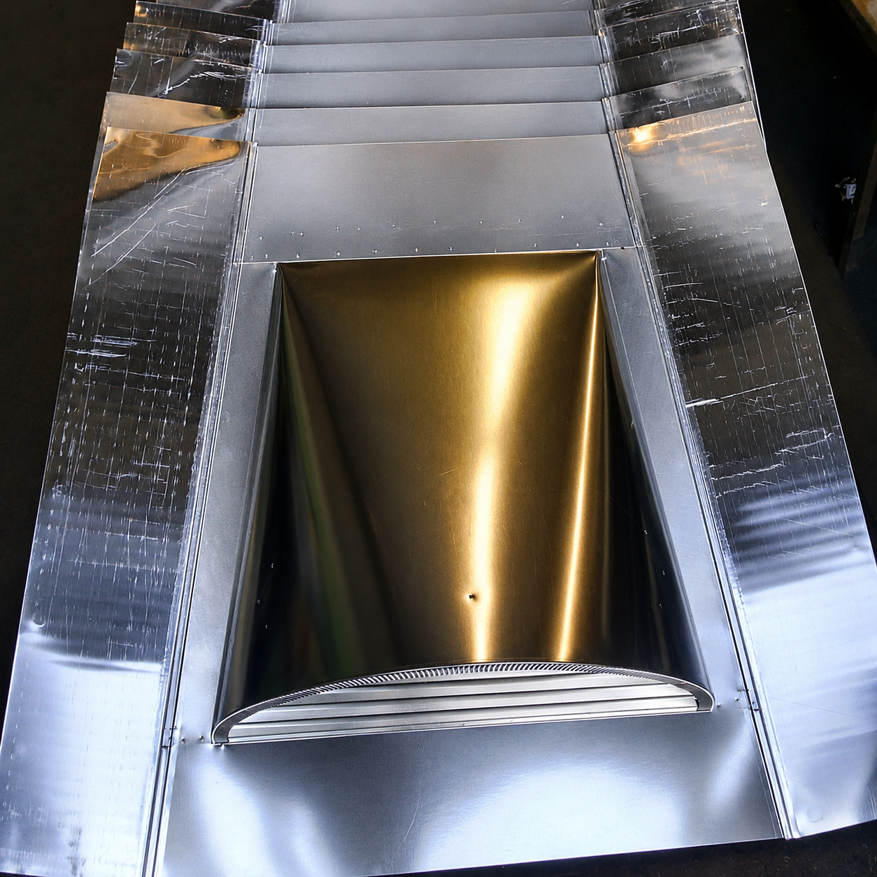 Galvanized ductwork interior detail